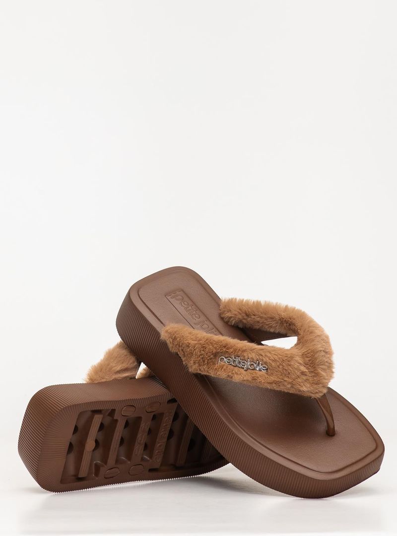Chinelo Petite Jolie Hit Fur Chocolate PJ7708