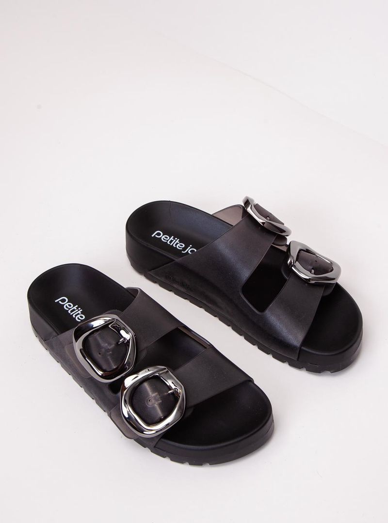 Chinelo Petite Jolie Lovin' Flat Preto Translúcido PJ7731