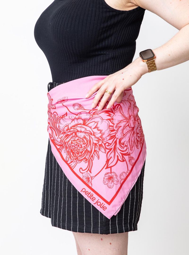 Lenço Petite Jolie Flores Chiclete/Tomate PJ20085