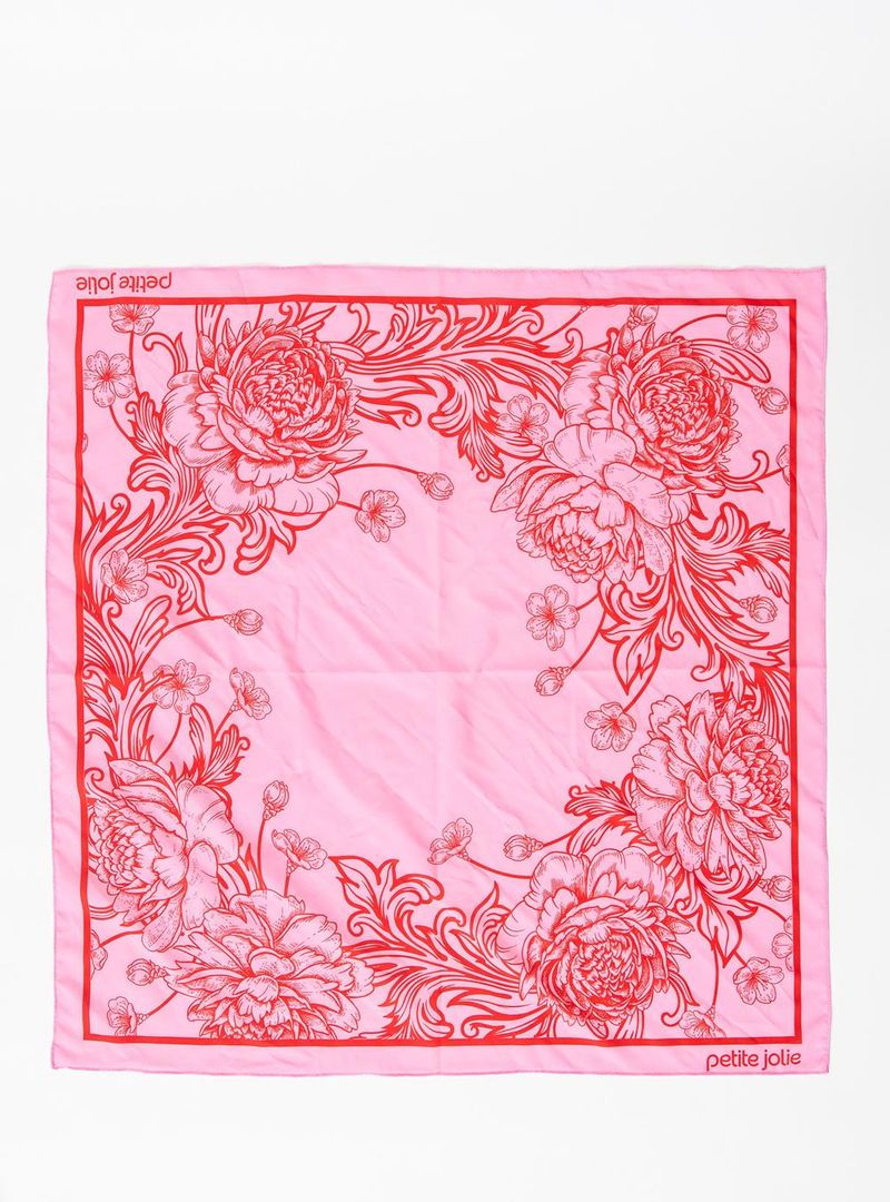 Lenço Petite Jolie Flores Chiclete/Tomate PJ20085