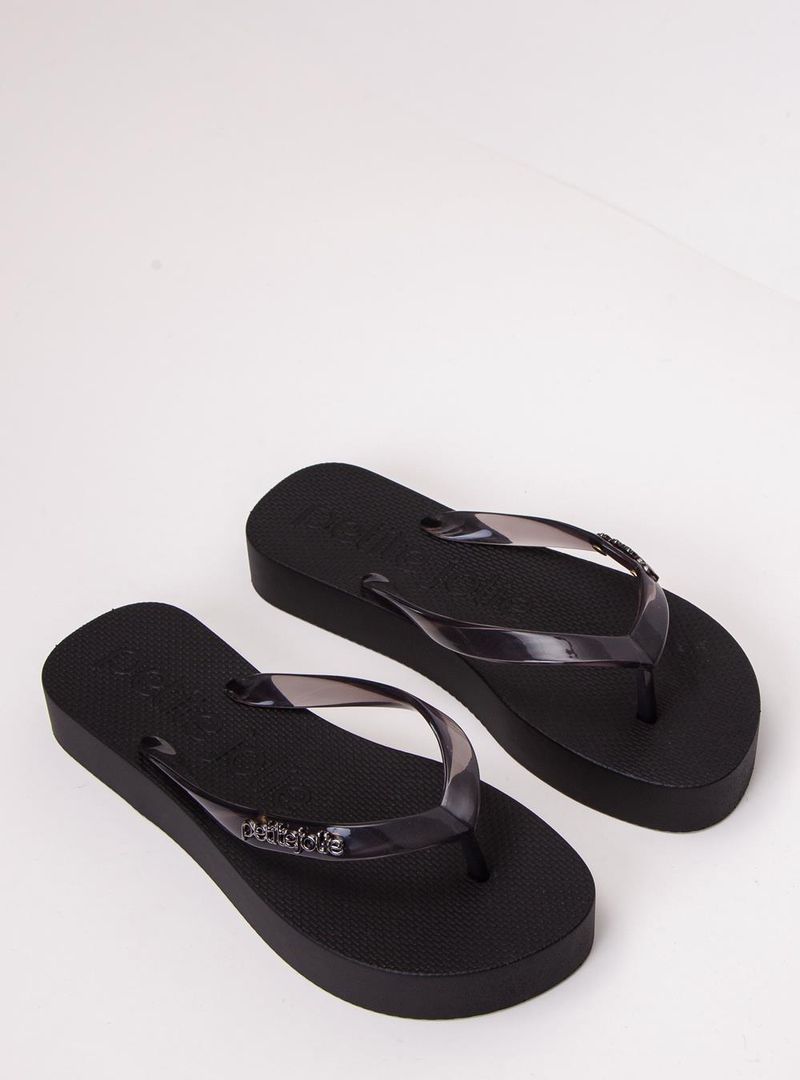 Chinelo Petite Jolie Fresh Up Translúcido/Preto PJ7321