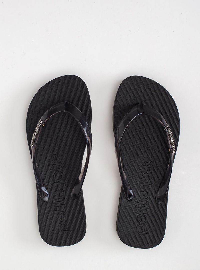 Chinelo Petite Jolie Fresh Up Translúcido/Preto PJ7321