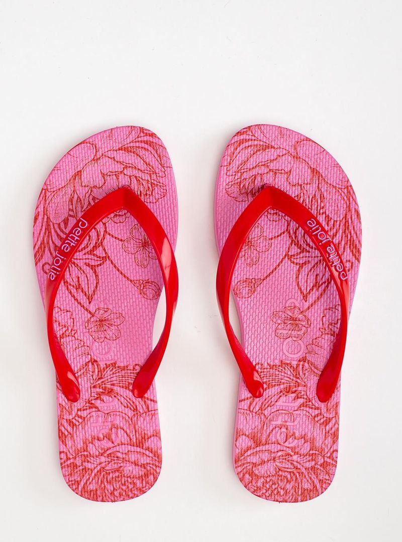 Chinelo Petite Jolie Fresh Tomate/Floral 23 PJ6969