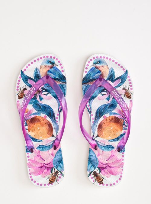 Chinelo Petite Jolie Fresh Chiclete/White/Frutas 6 PJ6969