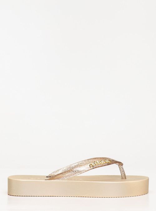Chinelo Petite Jolie Fresh Up Glitter Ouro Light PJ7705