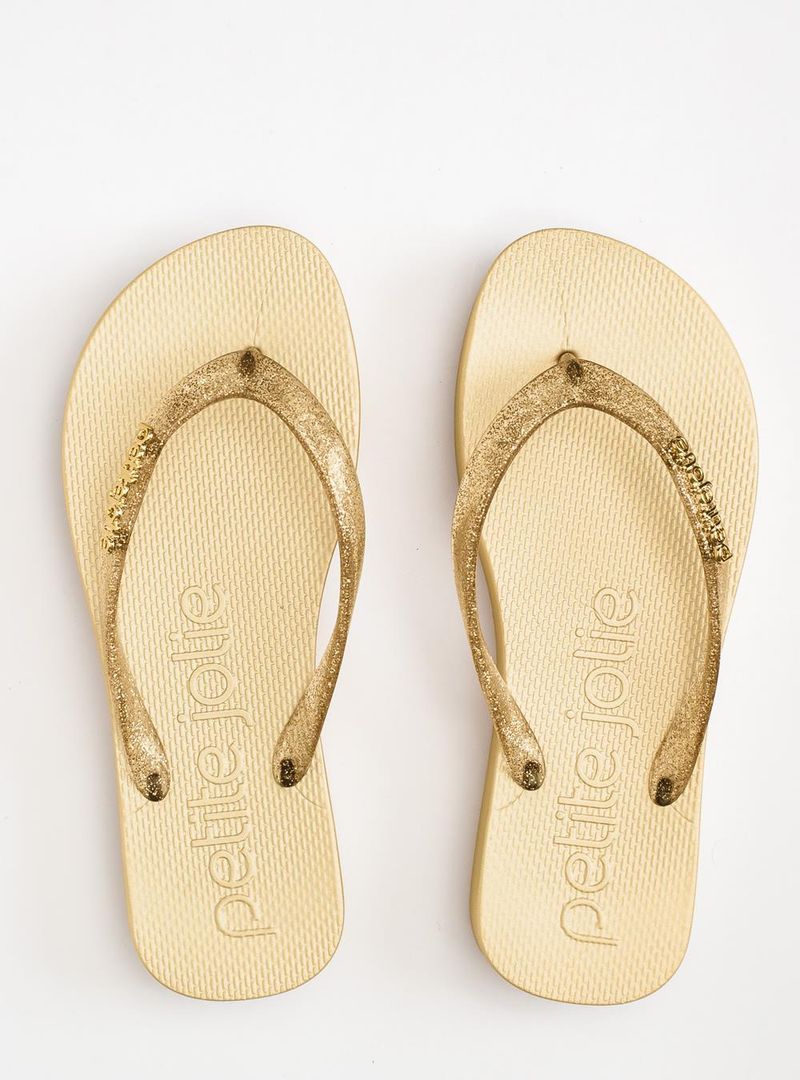 Chinelo Petite Jolie Fresh Up Glitter Ouro Light PJ7705