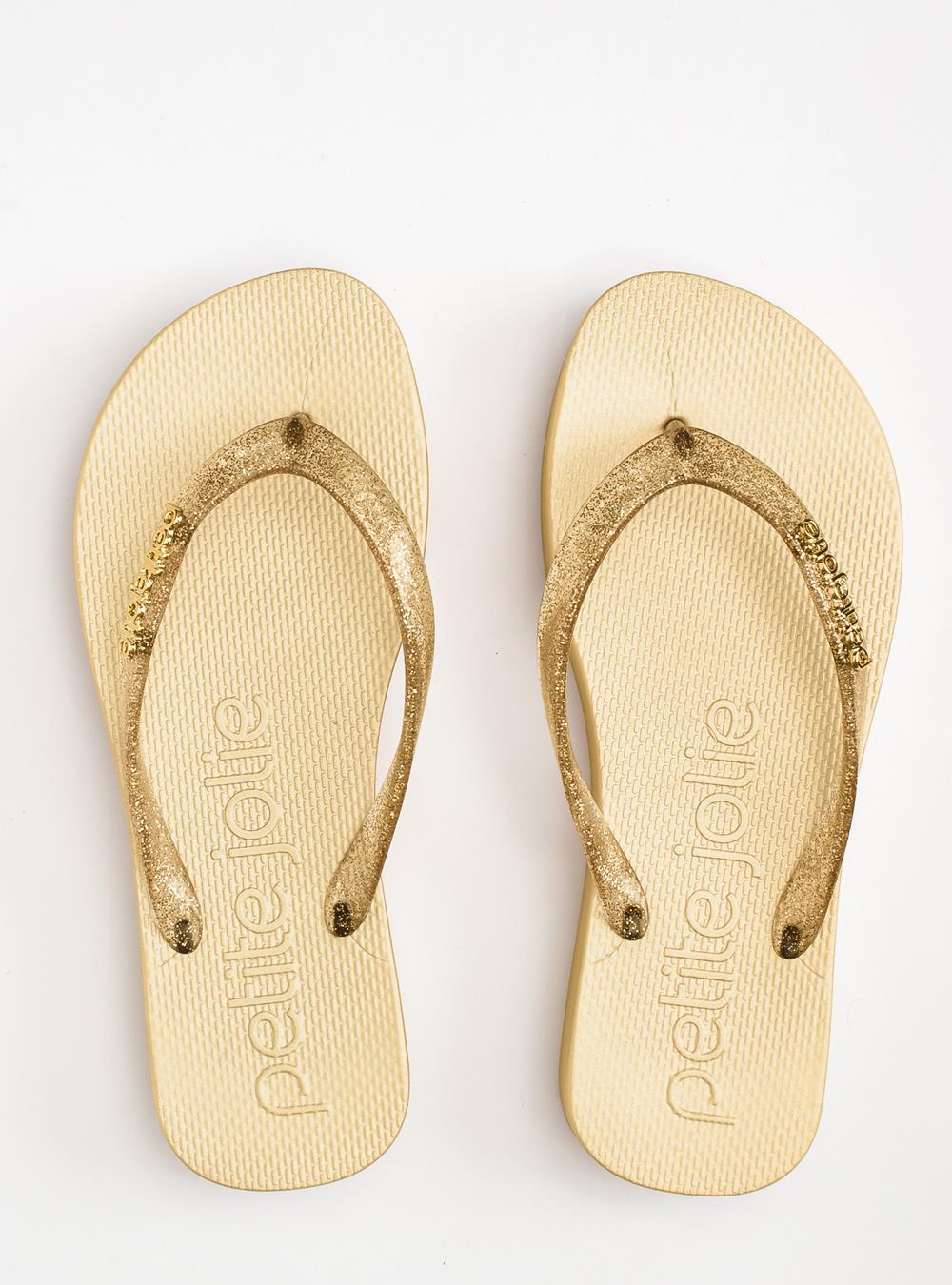 Chinelo Petite Jolie Fresh Up Glitter Ouro Light PJ7705