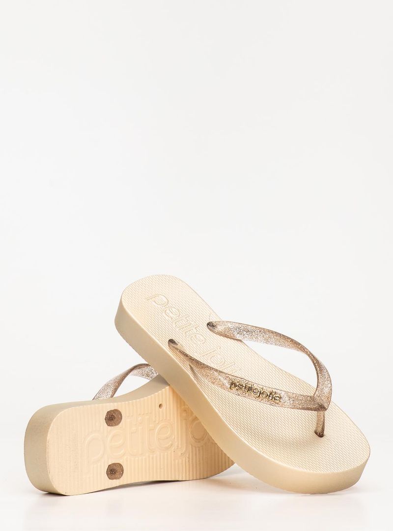 Chinelo Petite Jolie Fresh Up Glitter Ouro Light PJ7705