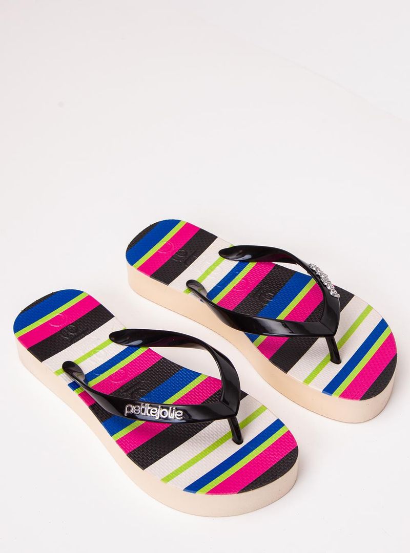 Chinelo Petite Jolie Fresh Up Preto/Multicolor 3 PJ7354