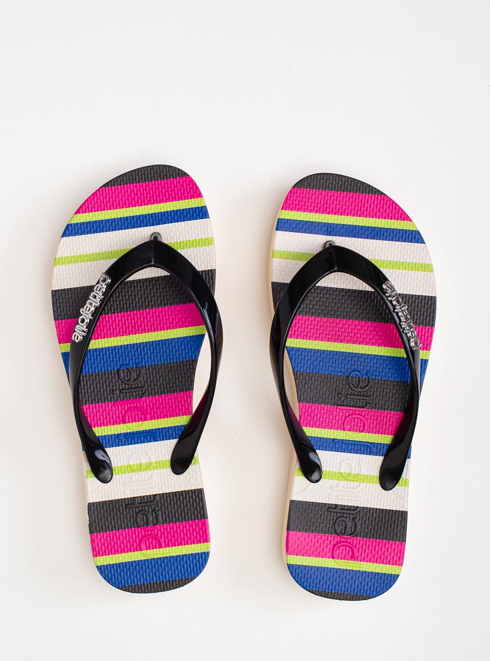 Chinelo Petite Jolie Fresh Up Preto/Multicolor 3 PJ7354