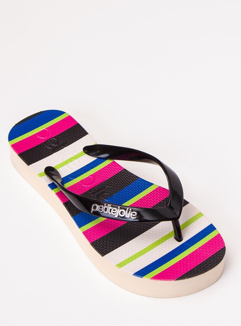 Chinelo Petite Jolie Fresh Up Preto/Multicolor 3 PJ7354