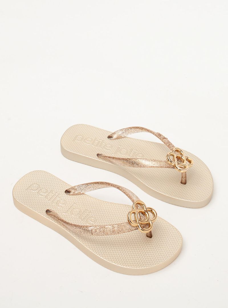 Chinelo Petite Jolie Fresh Glitter Ouro Light/Vanilla PJ7704
