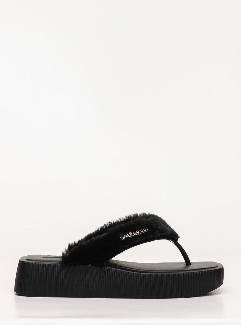 Chinelo Petite Jolie Hit Fur Preto PJ7708