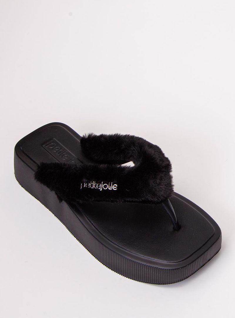 Chinelo Petite Jolie Hit Fur Preto PJ7708