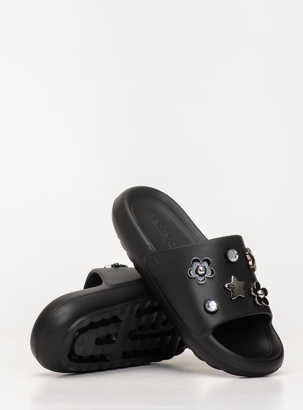 Chinelo Slide Petite Jolie Hug Preto PJ7733