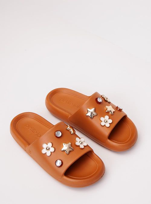 Chinelo Slide Petite Jolie Hug Doce De Leite PJ7733