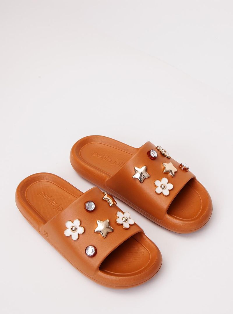 Chinelo Slide Petite Jolie Hug Doce De Leite PJ7733