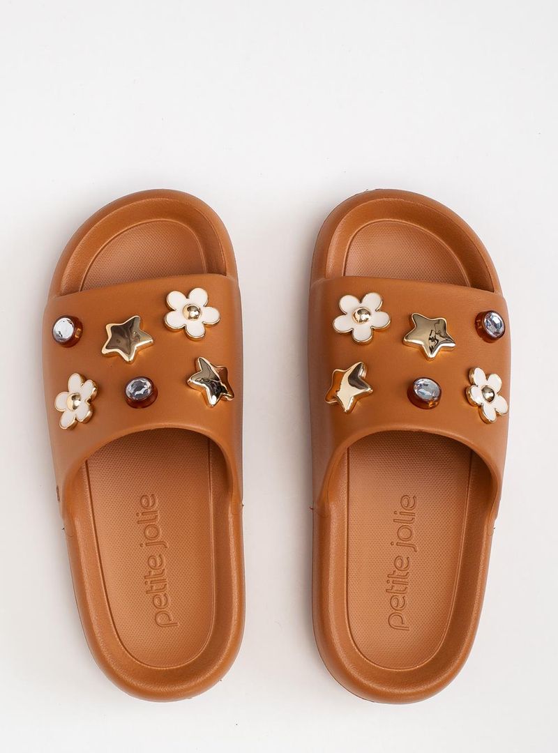 Chinelo Slide Petite Jolie Hug Doce De Leite PJ7733