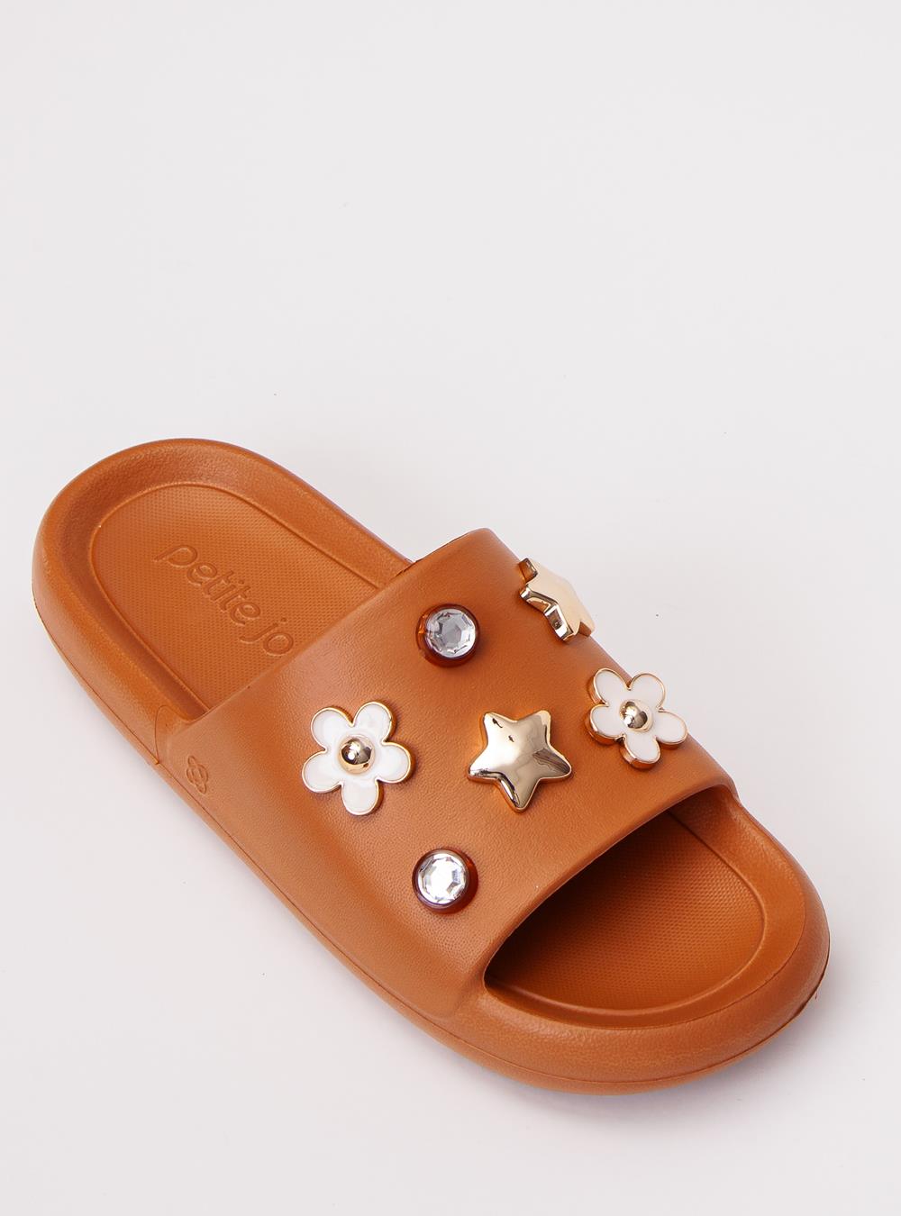 Chinelo Slide Petite Jolie Hug Doce De Leite PJ7733