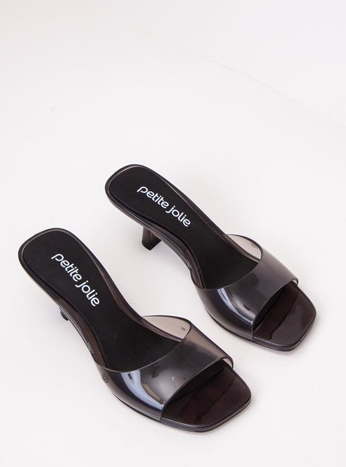 Tamanco Petite Jolie Icon Preto Translúcido PJ7368