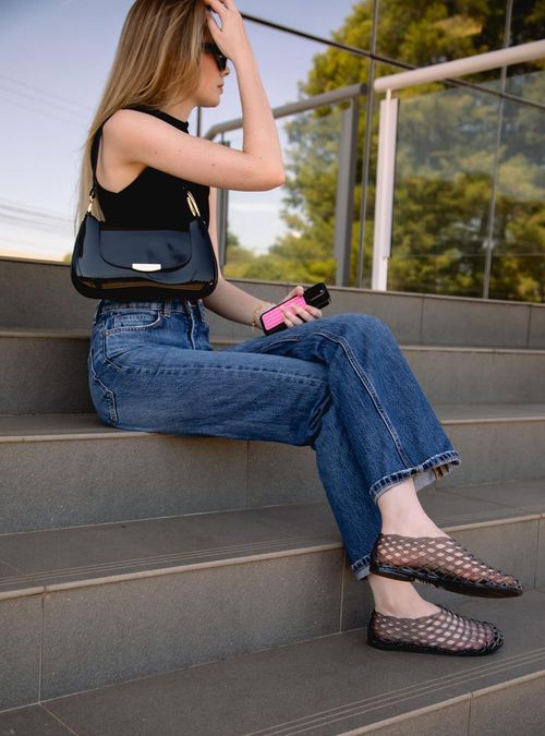 Sapatilha Petite Jolie Mesh Preto Translúcido PJ7760