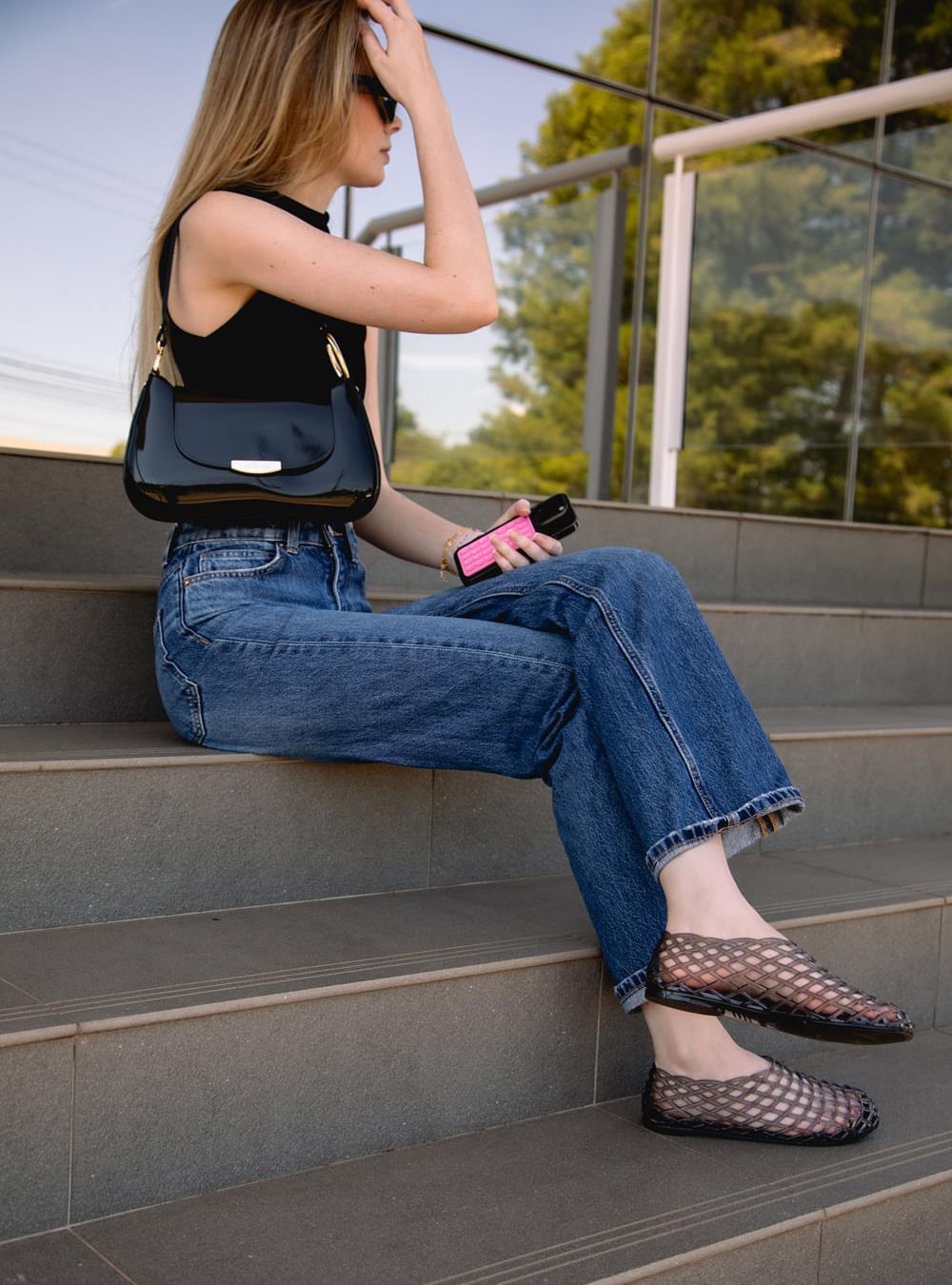 Sapatilha Petite Jolie Mesh Preto Translúcido PJ7760