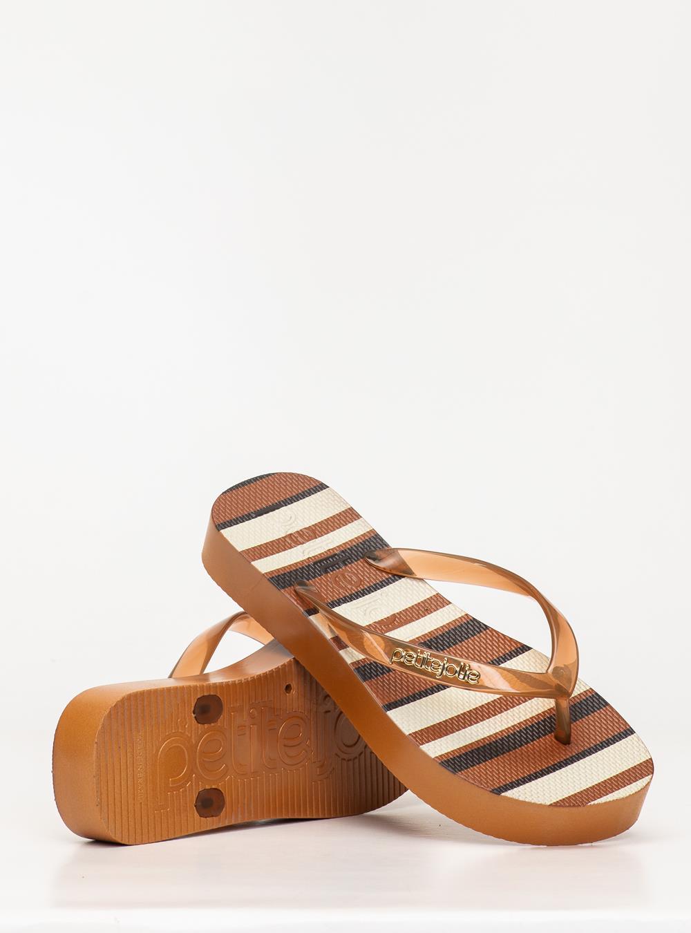 Chinelo Petite Jolie Fresh Up Doce Leite/Listras 8 PJ7354