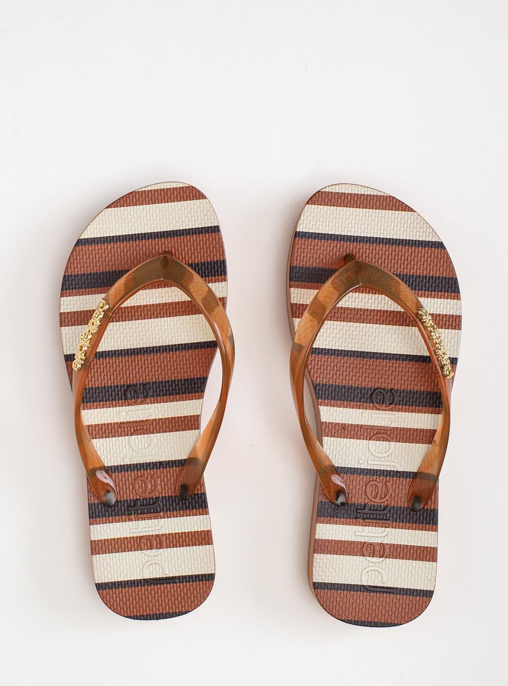 Chinelo Petite Jolie Fresh Up Doce Leite/Listras 8 PJ7354