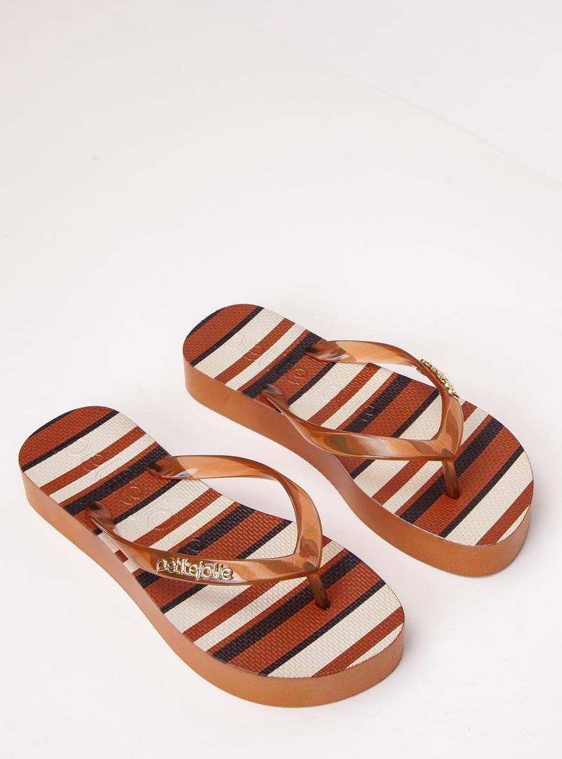 Chinelo Petite Jolie Fresh Up Doce Leite/Listras 8 PJ7354