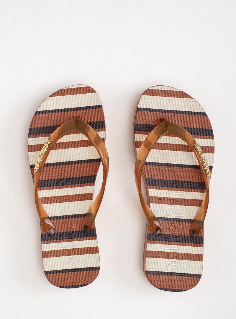 Chinelo Petite Jolie Fresh Up Doce Leite/Listras 8 PJ7354