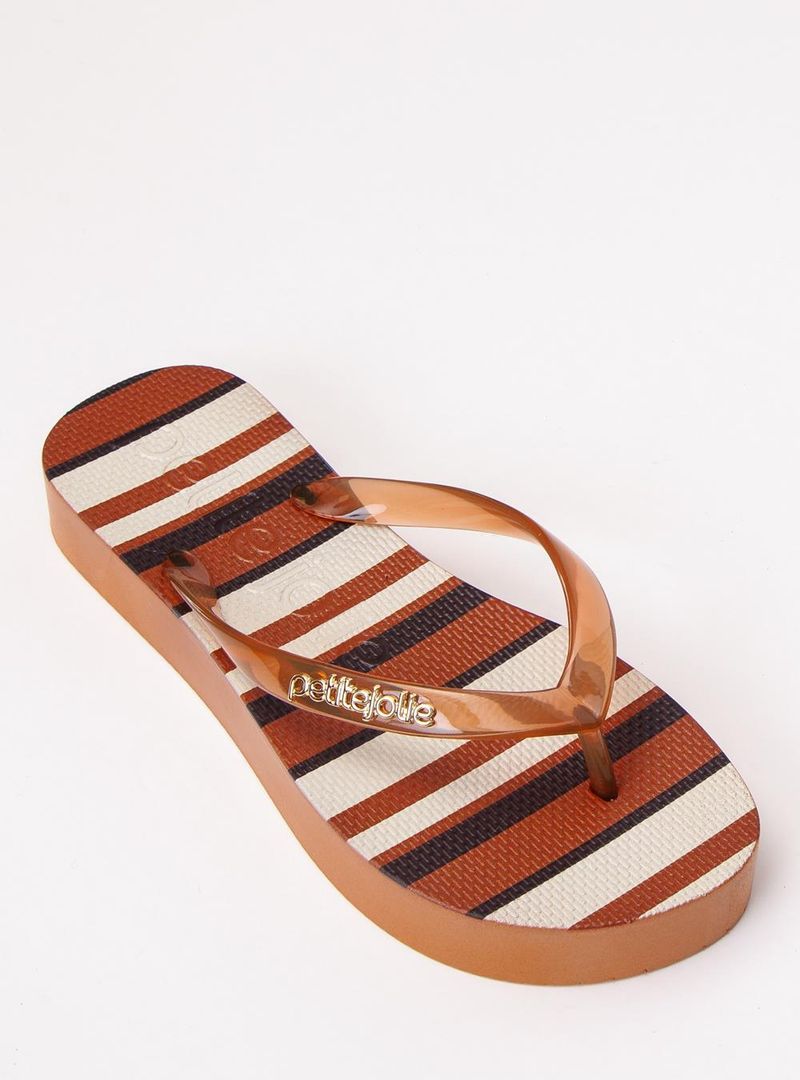 Chinelo Petite Jolie Fresh Up Doce Leite/Listras 8 PJ7354