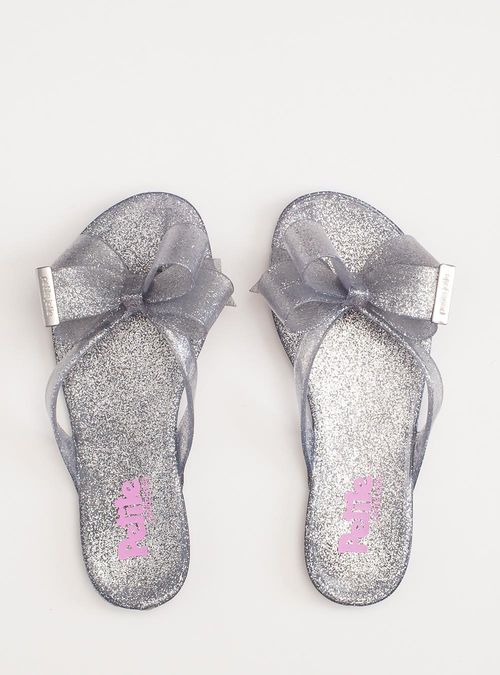 Chinelo Infantil Petite Jolie Lucky Glitter Prata PJ4533IN
