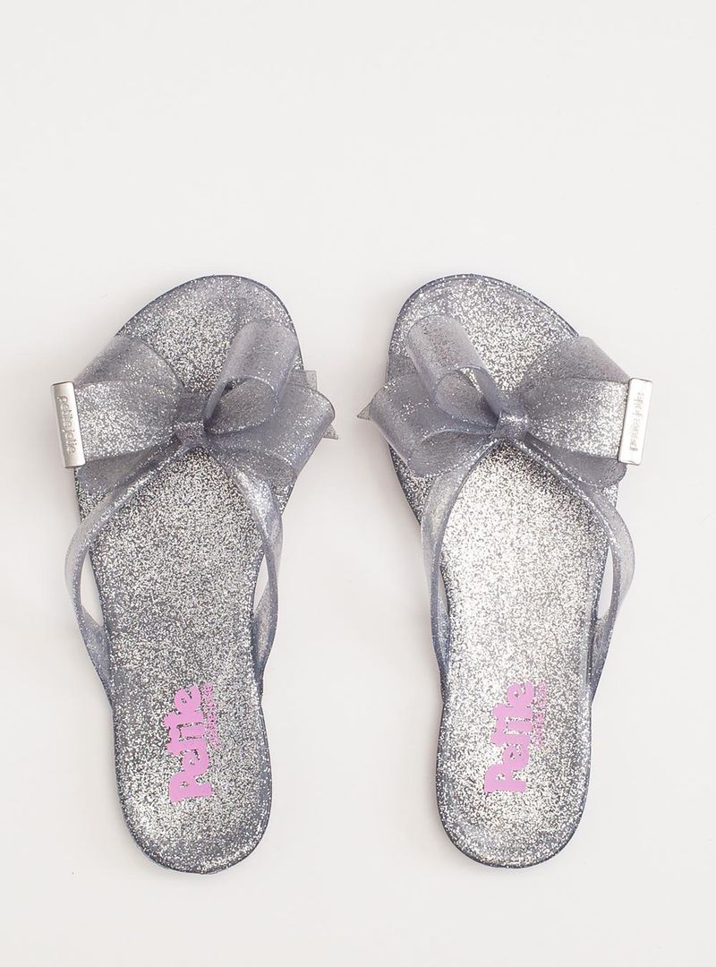 Chinelo Infantil Petite Jolie Lucky Glitter Prata PJ4533IN