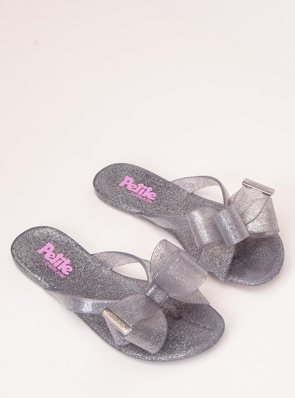 Chinelo Infantil Petite Jolie Lucky Glitter Prata PJ4533IN