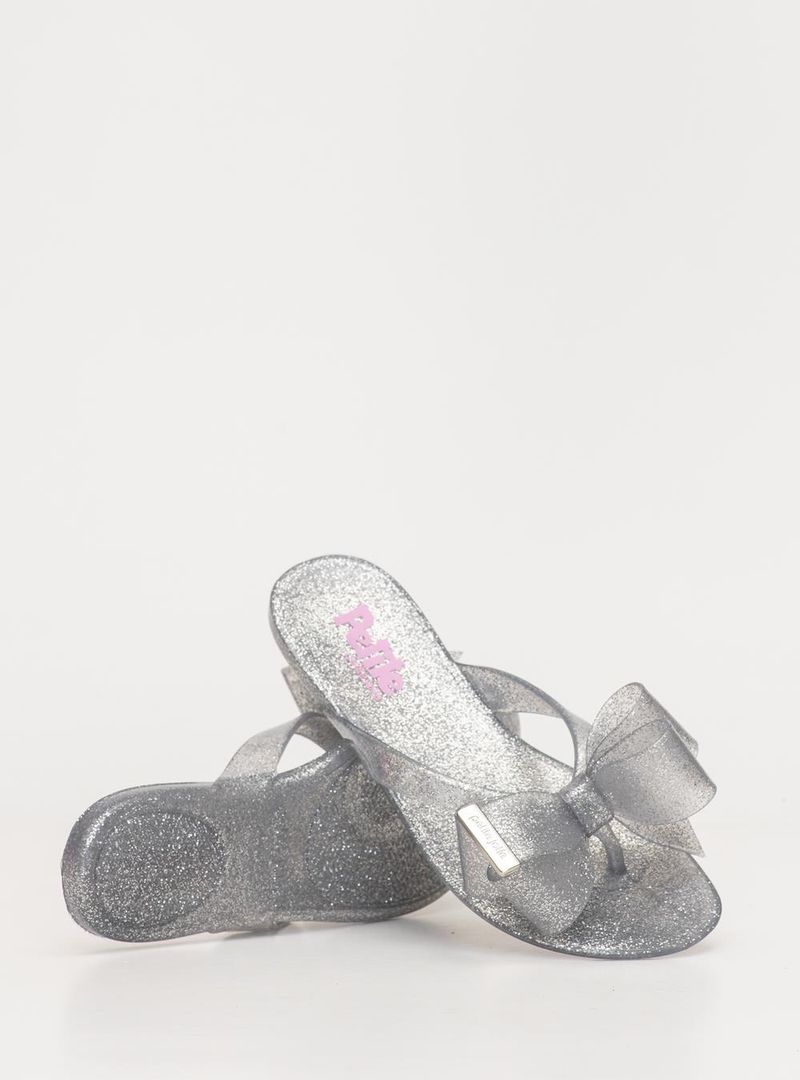 Chinelo Infantil Petite Jolie Lucky Glitter Prata PJ4533IN