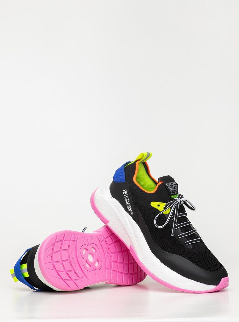 Tênis Petite Jolie Puff Sneaker Preto/Chiclete PJ7130II