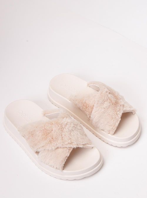 Chinelo Petite Jolie Smash Fur Creme PJ7709