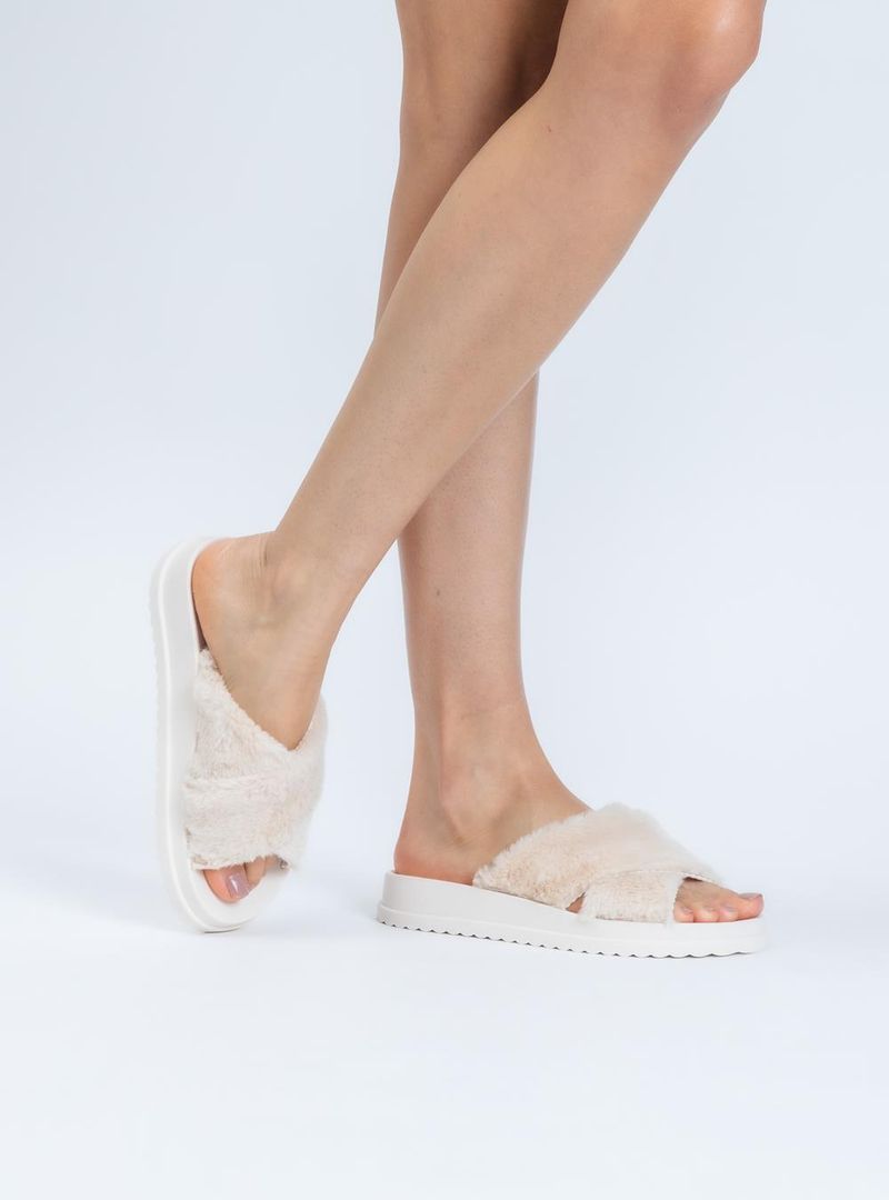 Chinelo Petite Jolie Smash Fur Creme PJ7709