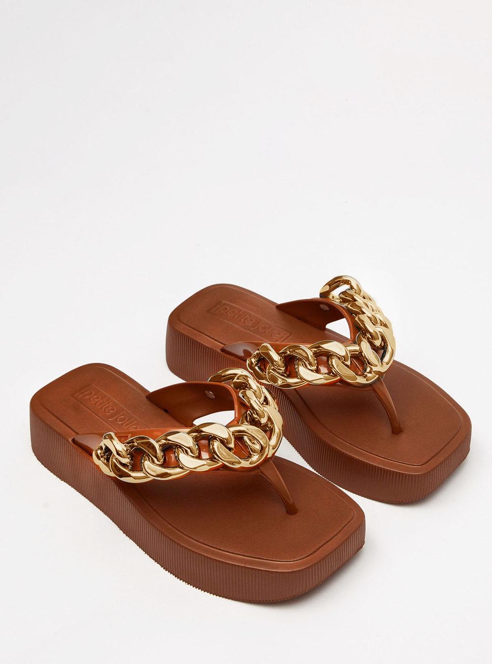 Chinelo Petite Jolie Hit Chocolate/Ouro PJ6515