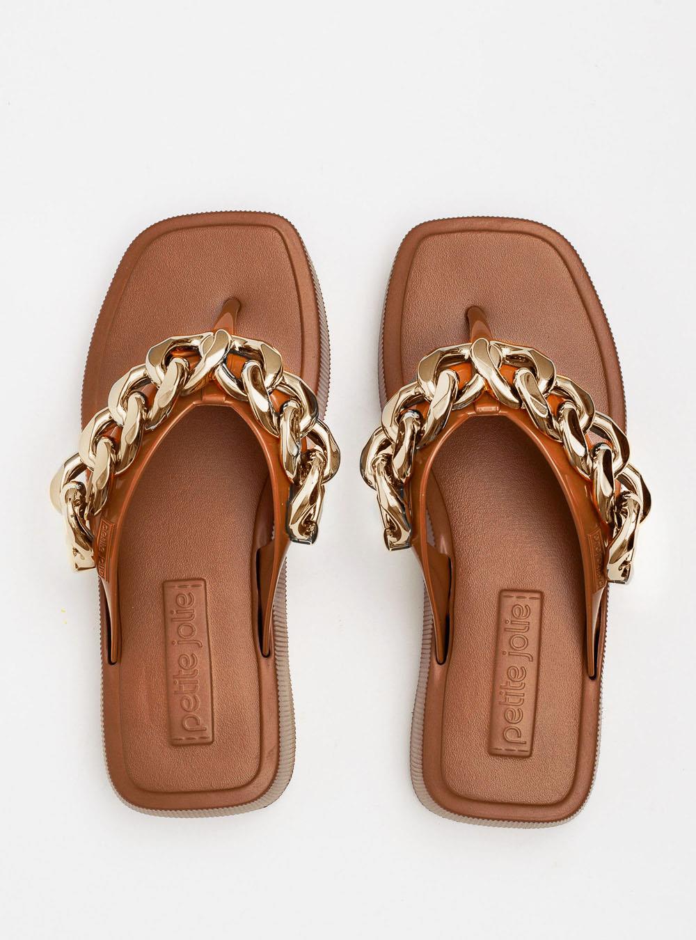 Chinelo Petite Jolie Hit Chocolate/Ouro PJ6515