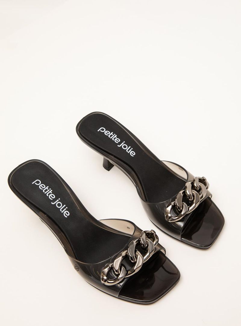 Tamanco Petite Jolie Icon Preto Translúcido PJ7434