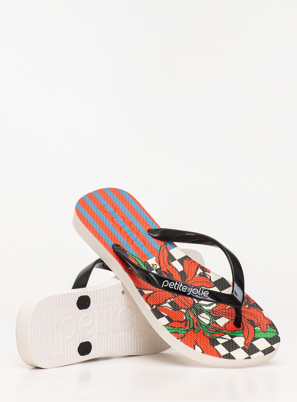 Chinelo Petite Jolie Fresh Preto/White/Floral 18 PJ6969