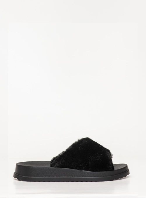Chinelo Petite Jolie Smash Fur Preto PJ7709