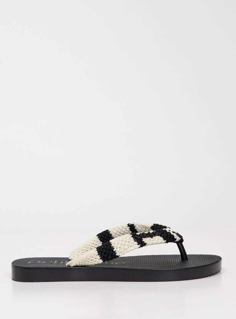 Chinelo Petite Jolie Fresh Crochê Preto/White PJ7766