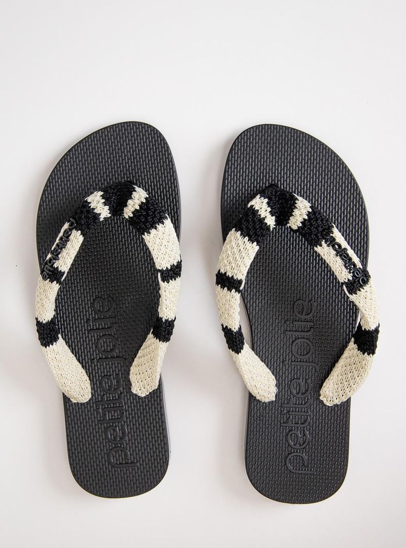 Chinelo Petite Jolie Fresh Crochê Preto/White PJ7766