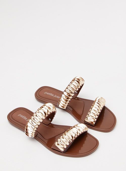 Chinelo Petite Jolie Demi Chocolate/Ouro PJ7690