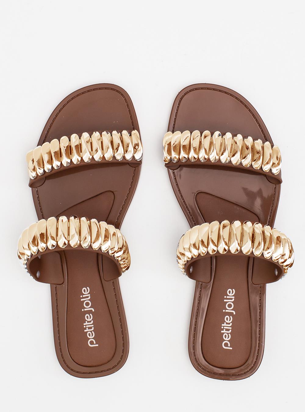 Chinelo Petite Jolie Demi Chocolate/Ouro PJ7690