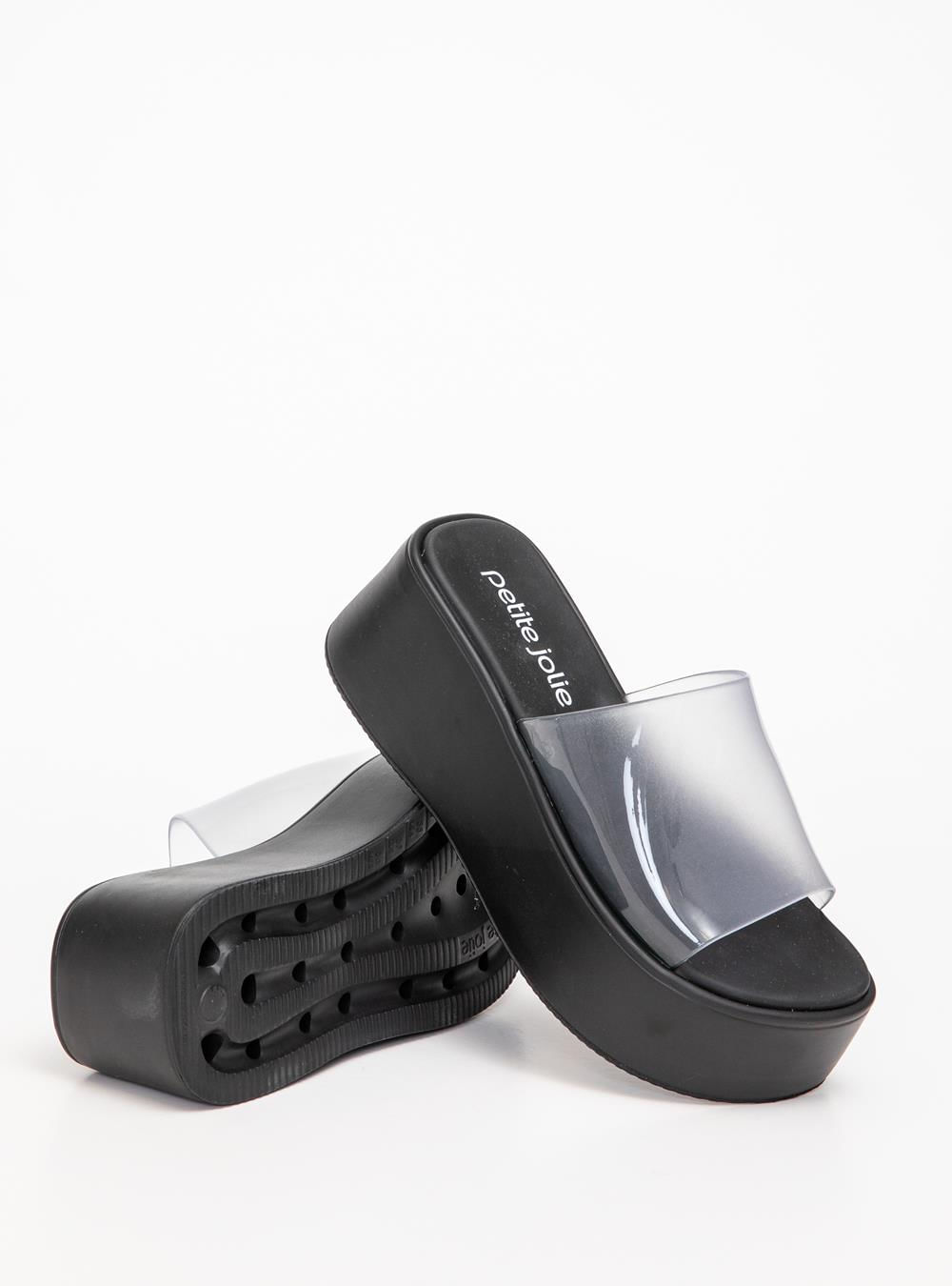 Tamanco Petite Jolie Squad Translúcido/Preto PJ7710