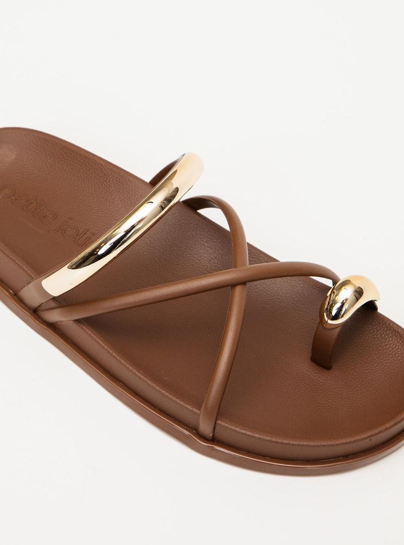 Chinelo Petite Jolie Ring Flat Chocolate PJ7798