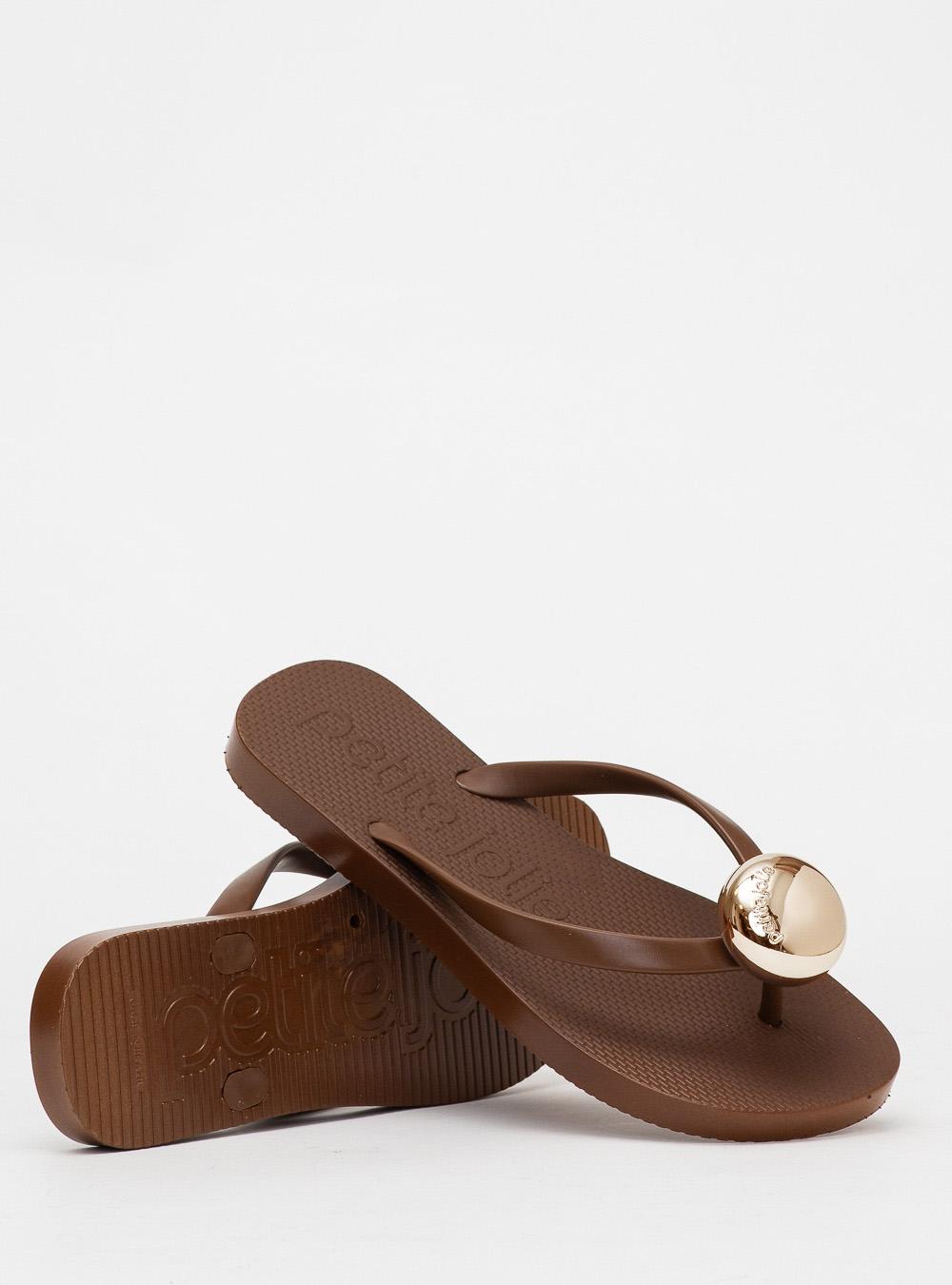 Chinelo Petite Jolie Fresh Chocolate/Ouro PJ7637